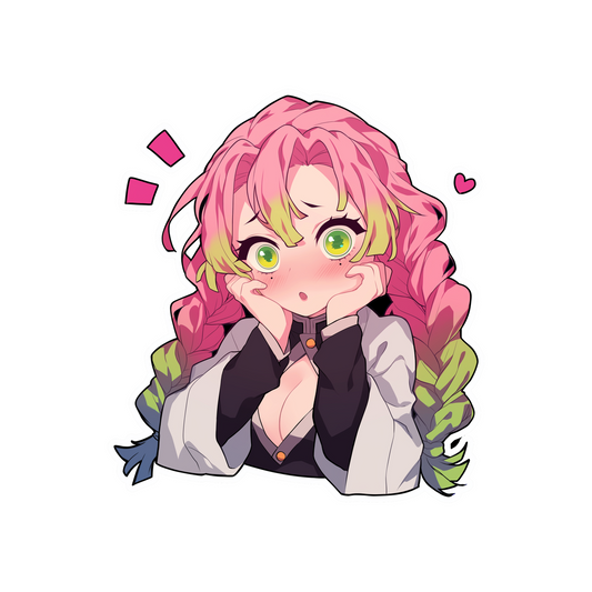 mitsuri kanroji blushing demon slayer sticker