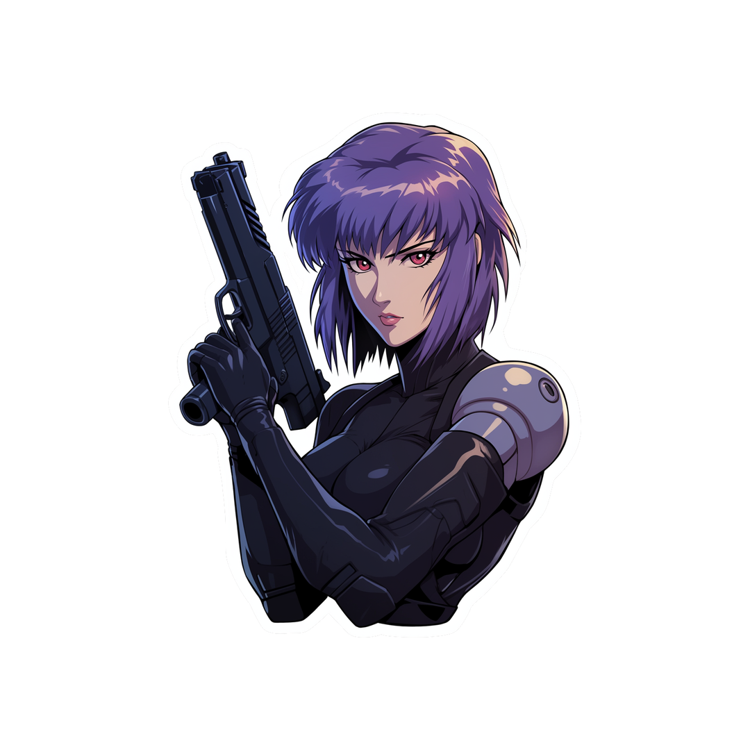 motoko kusanagi with gun sticker