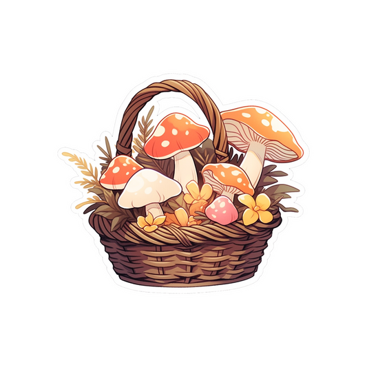 mushrooms in a basket sticker