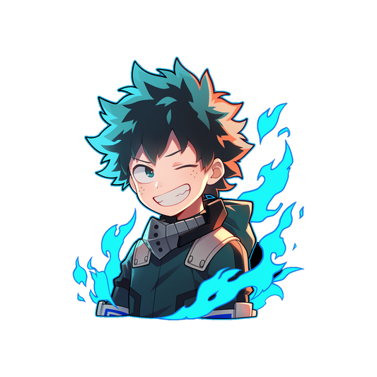 my hero academia deku blue flame sticker