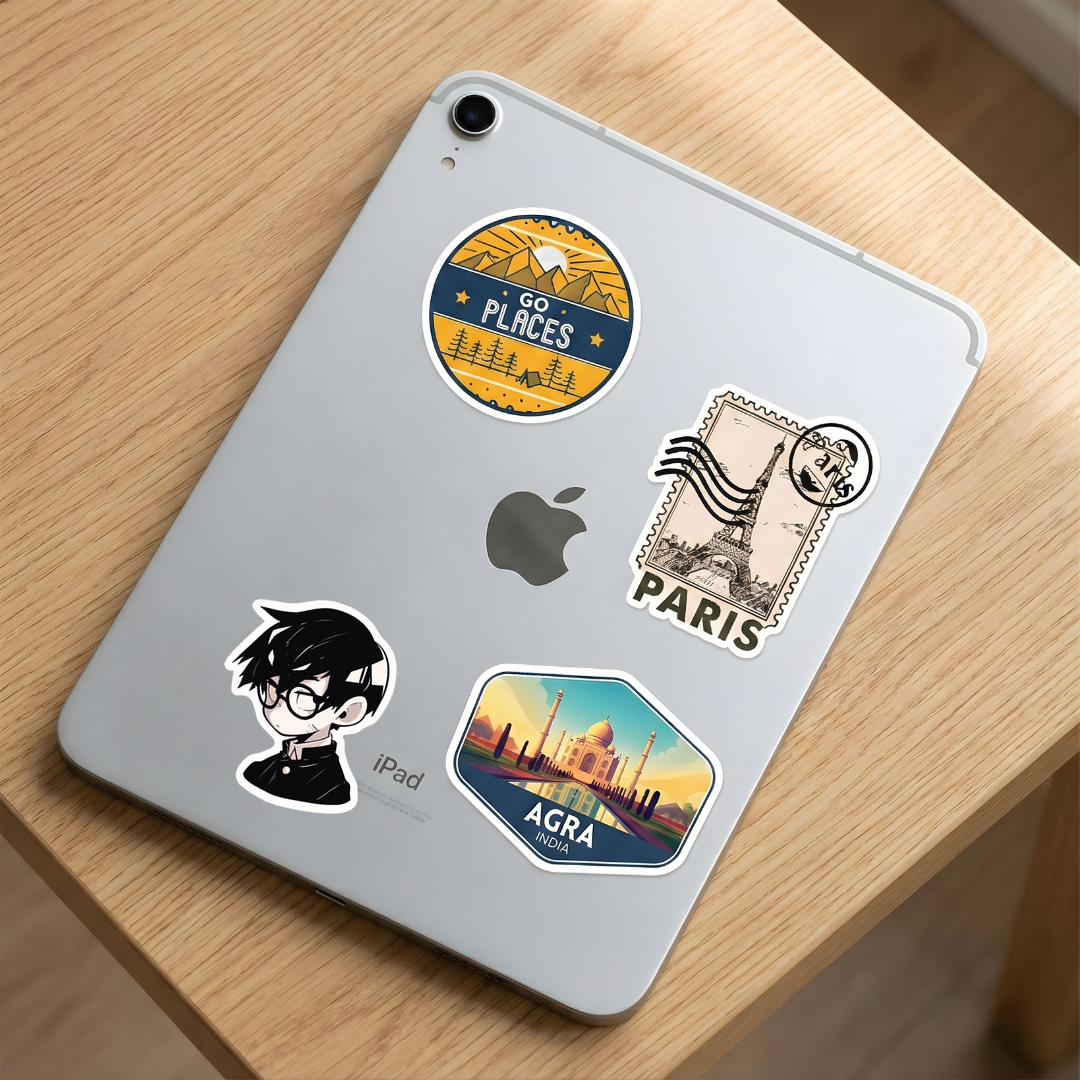 mysterious anime boy in round glasses sticker