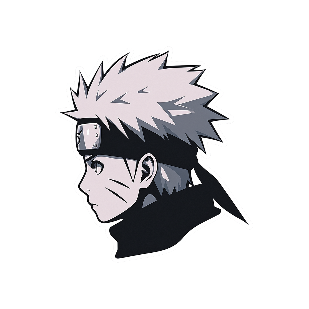 naruto uzumaki side view b w sticker