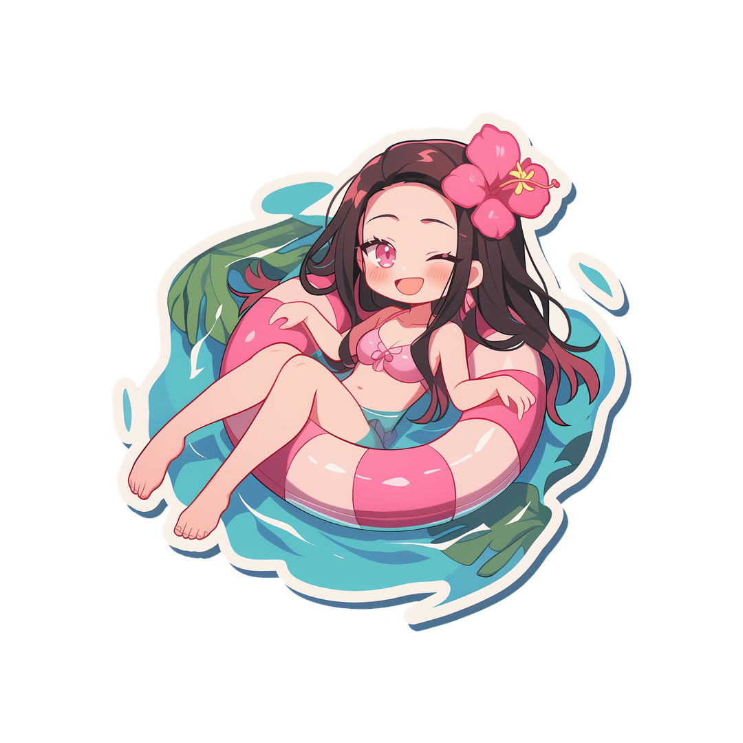 nezuko pool floatie summer sticker