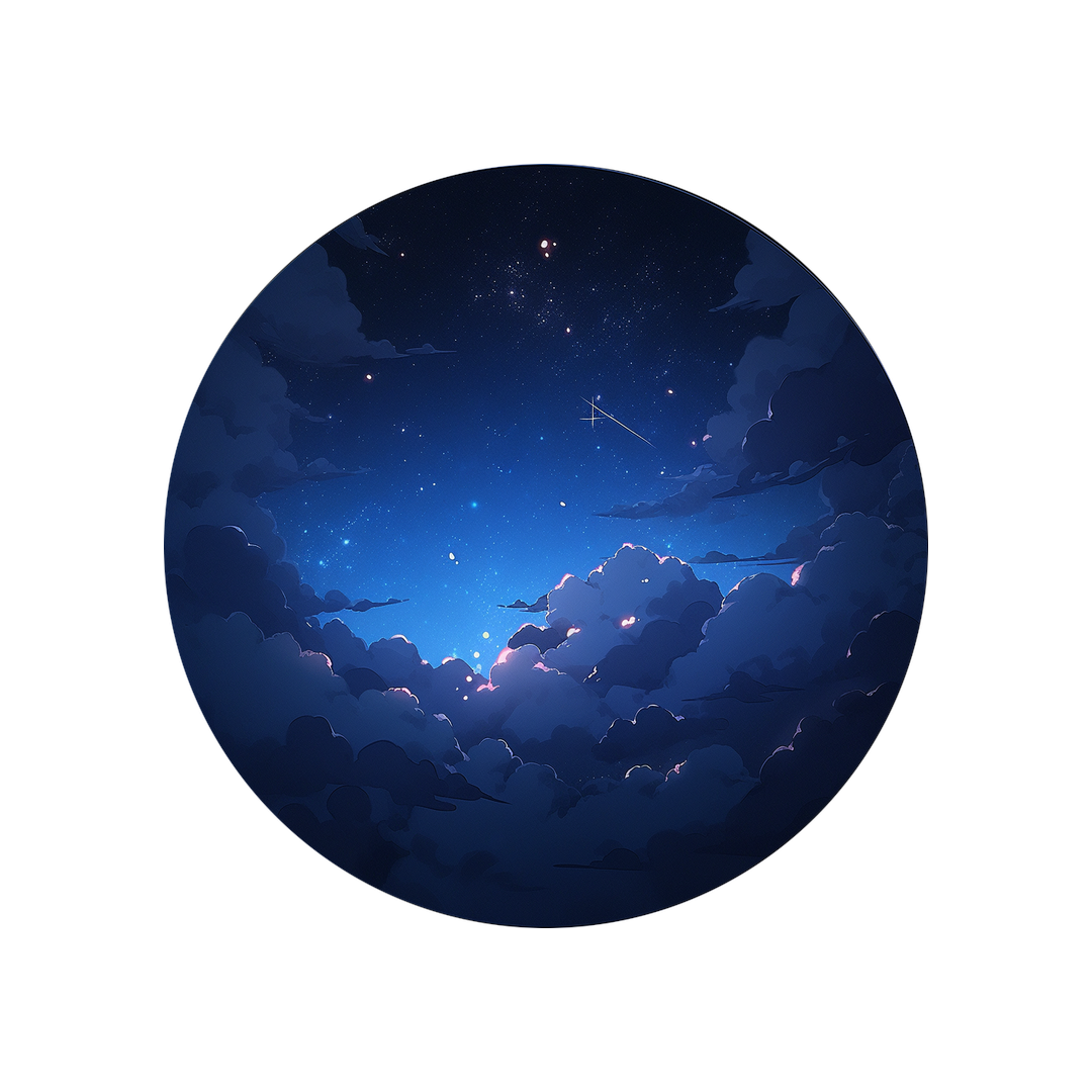 night sky clouds round sticker