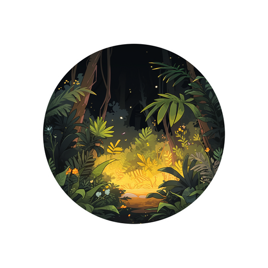 night tropical jungle round sticker