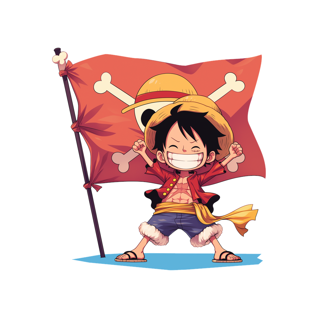 one piece chibi luffy pirate flag sticker