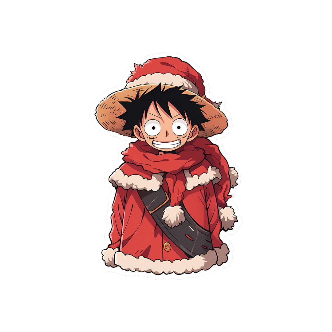 one piece luffy in santa claus costume sticker