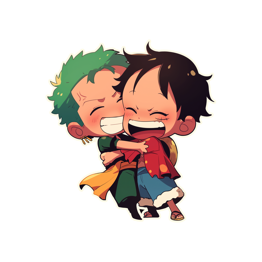 one piece luffy zoro hug sticker