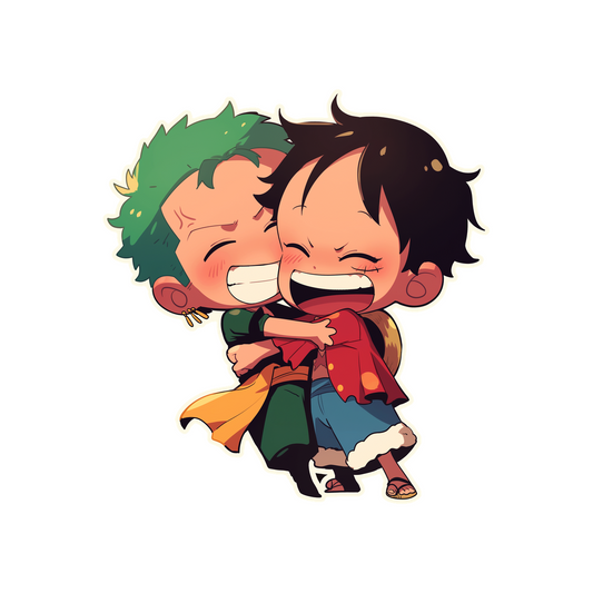 one piece luffy zoro hug sticker