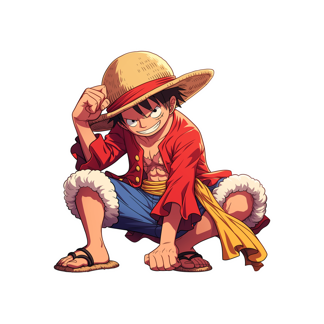 one piece monkey d luffy squatted down sticker