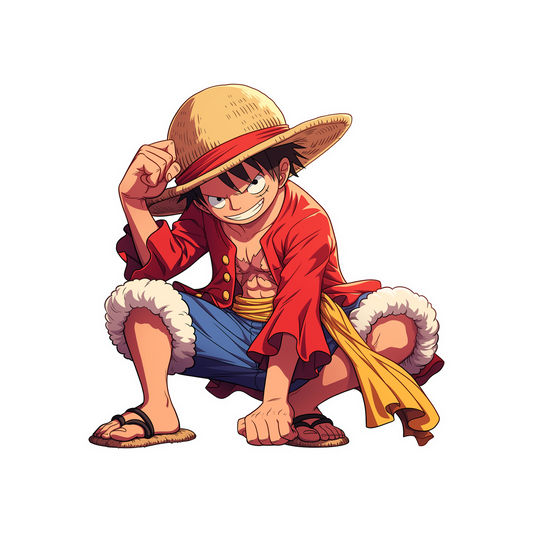 one piece monkey d luffy squatted down sticker