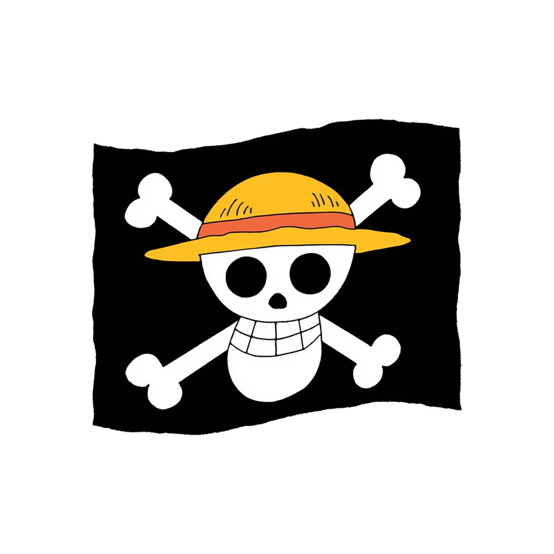 one piece straw hat jolly roger flag sticker