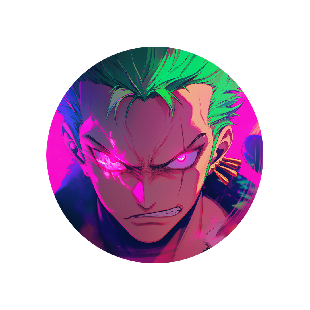 one piece zoro glowing pink eyes sticker