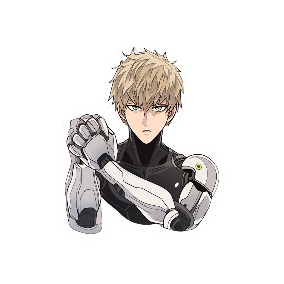 one punch man genos warm up cyber hands sticker