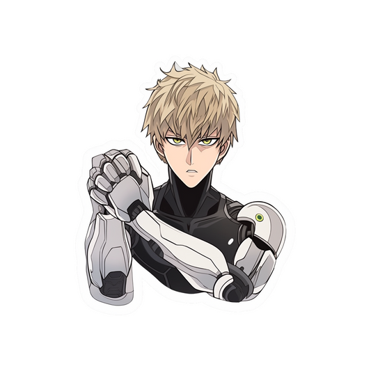 one punch man genos warm up cyber hands sticker