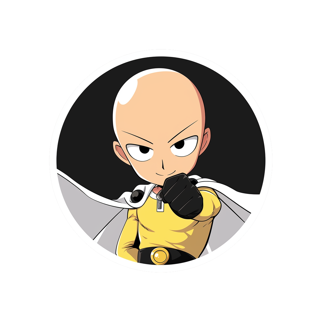 one punch man saitama clenched fist black round sticker