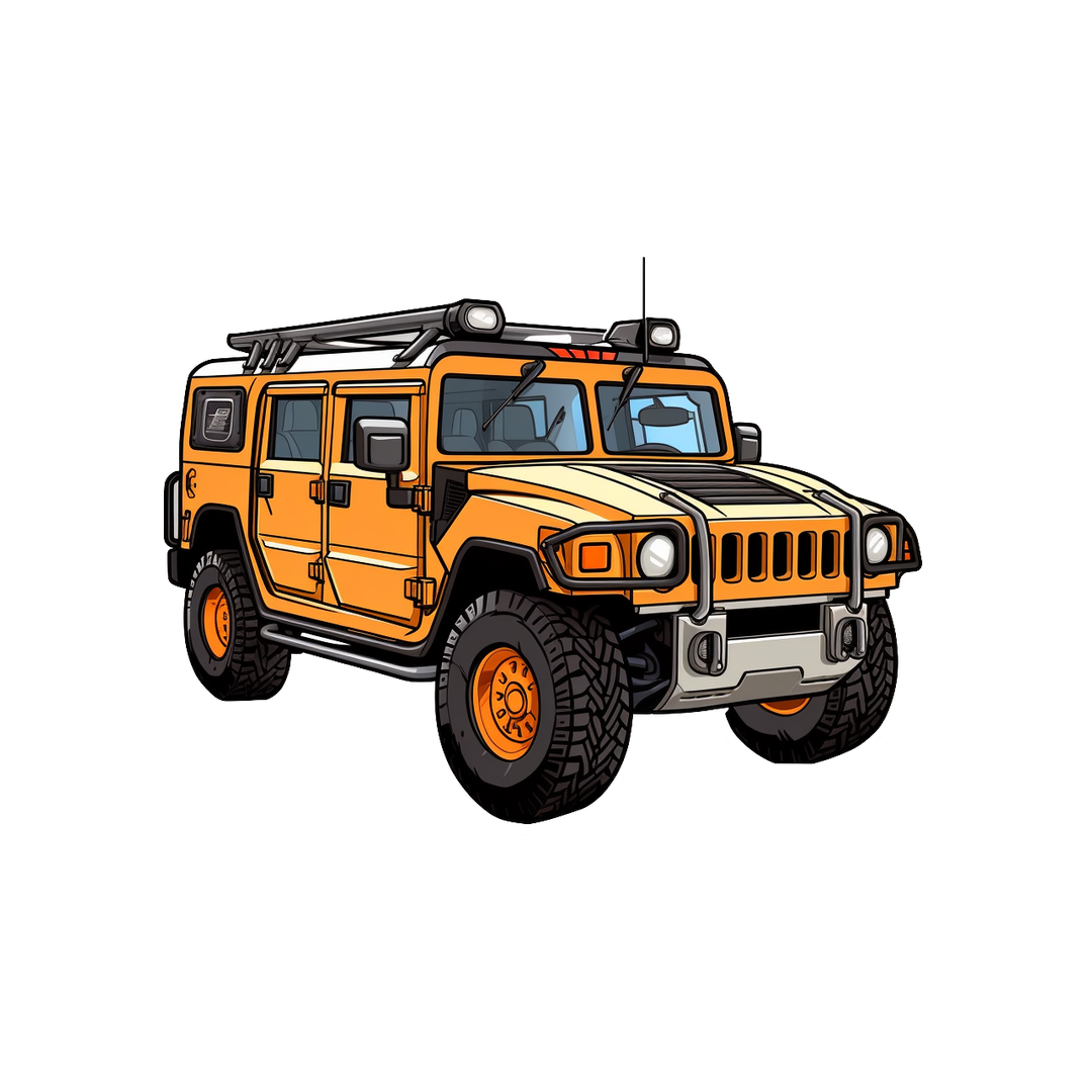 orange hummer h1 cartoon sticker