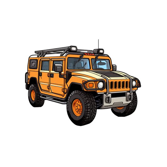 orange hummer h1 cartoon sticker