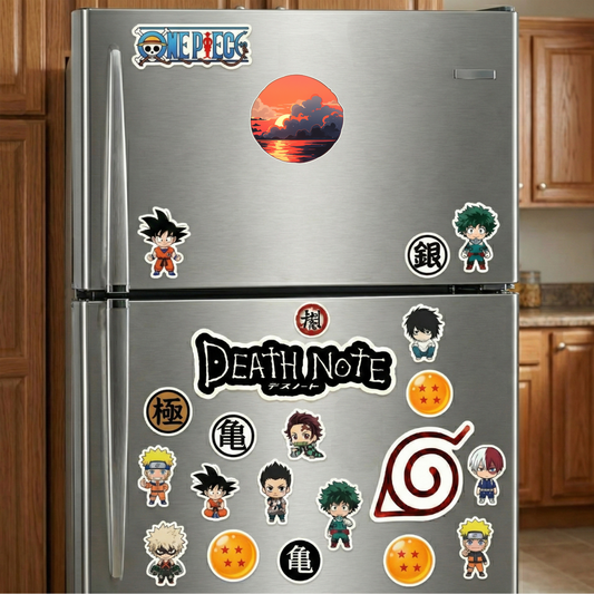 orange sea sunset round sticker