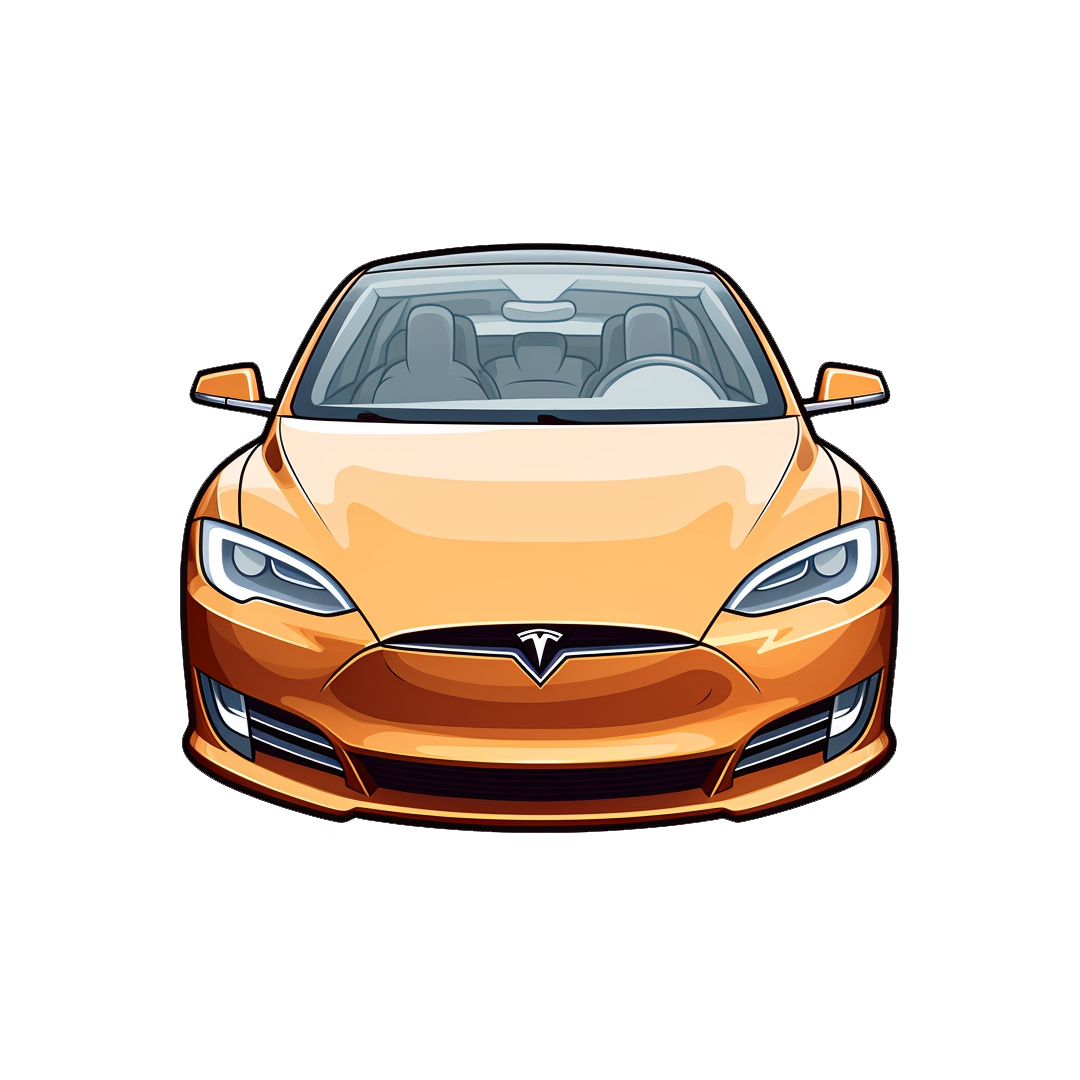 orange tesla model s front view sticker