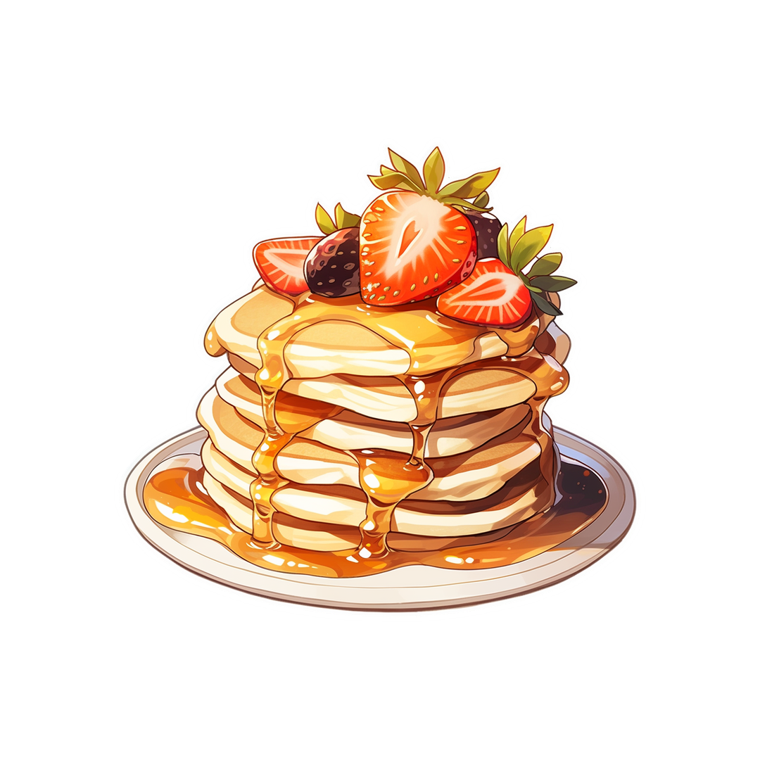 pancakes with strawberries honey sticker