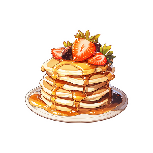 pancakes with strawberries honey sticker