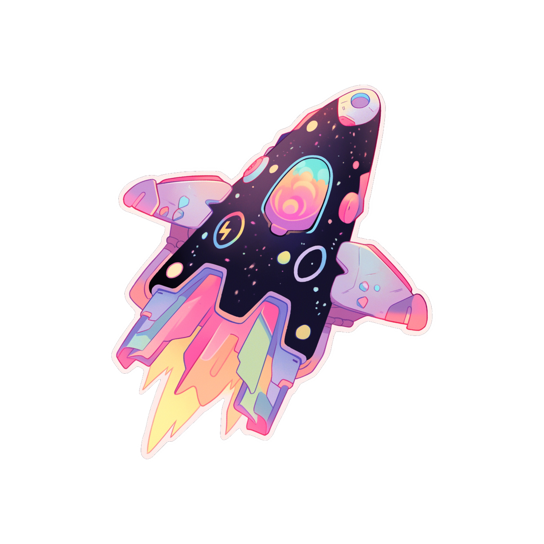 pastel galactic spaceship sticker
