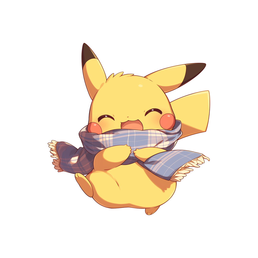pikachu blue scarf cute autumn sticker