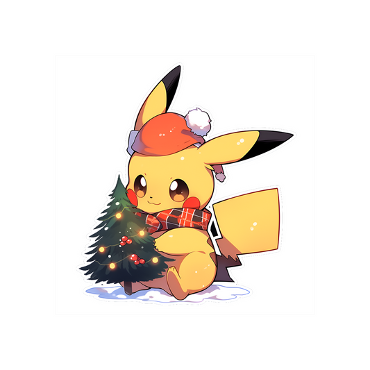 pikachu with christmas tree sticker