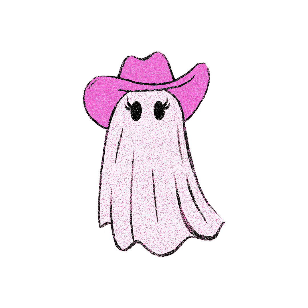 pink cowgirl ghost preppy halloween sticker