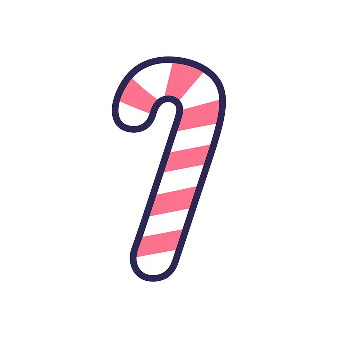 pink white candy cane christmas sticker