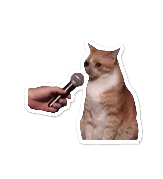 Cat meme   Funny Mic Meme Laptop  Mobile Sticker