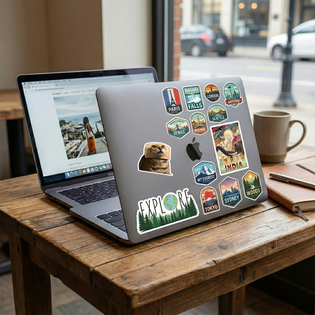 Cat which  Laptop  Mobile Stickers