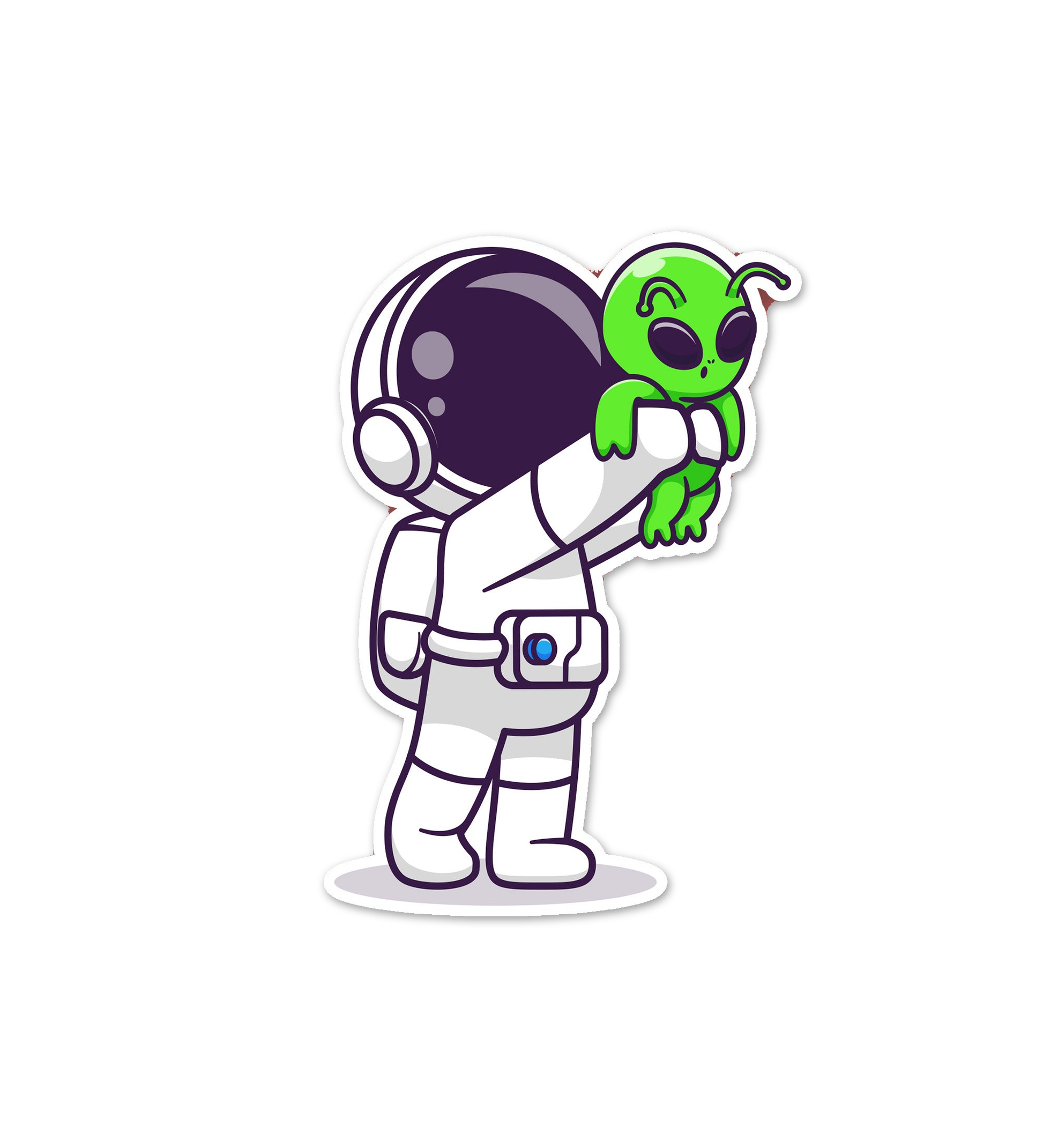 Astronaut Holding Baby Alien Sticker