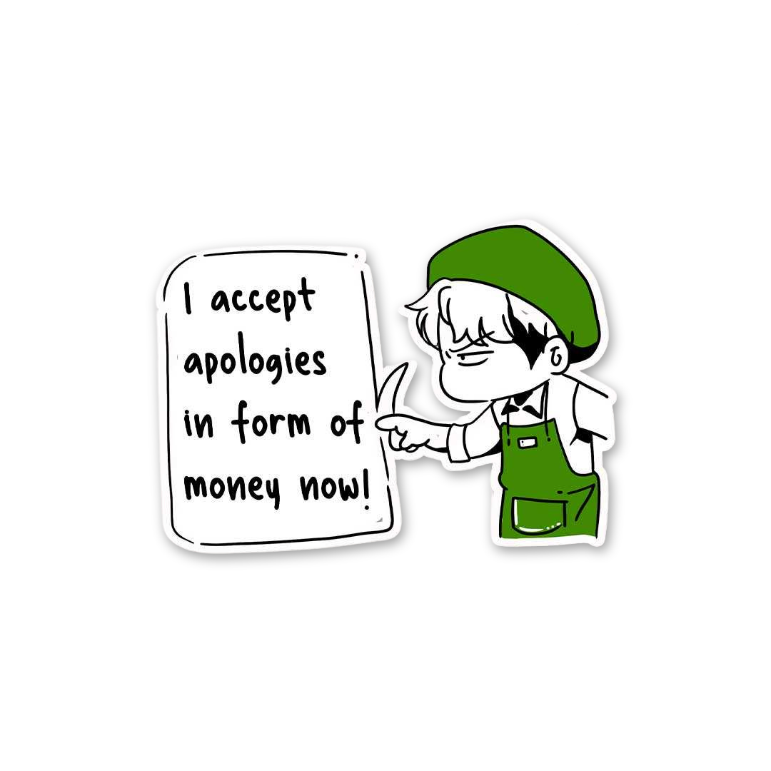 Cash Apology Sticker