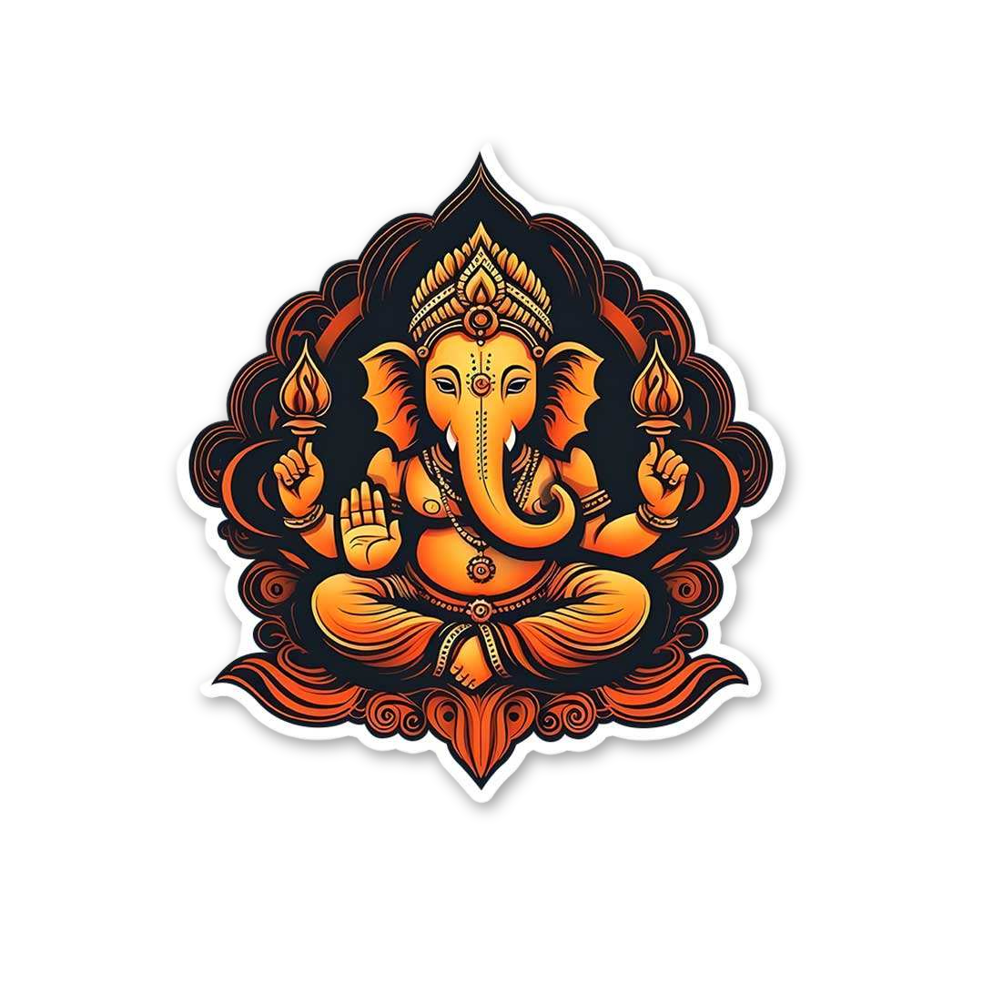 Divine Orange Ganesha Art