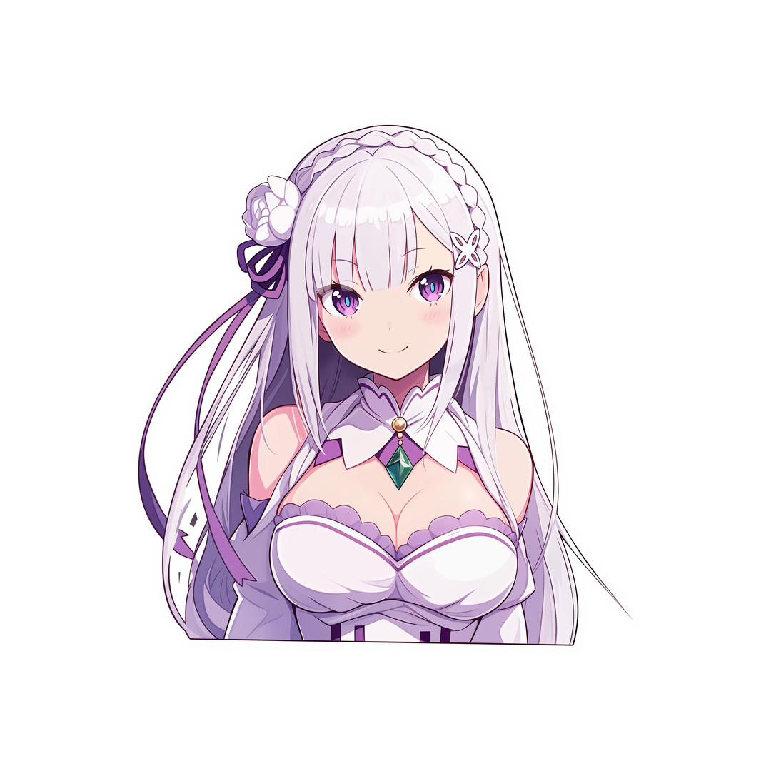 re zero emilia white dress sticker