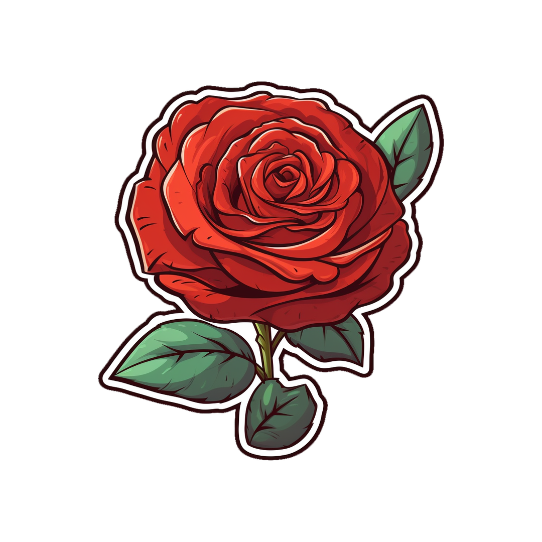red rose cartoon sticker