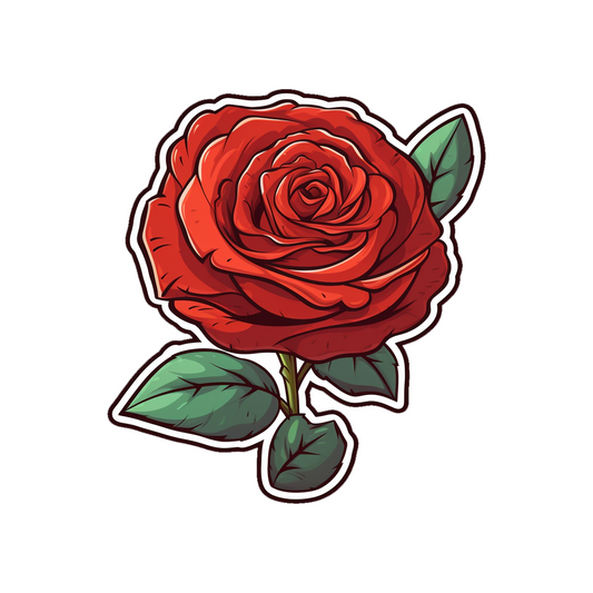 red rose cartoon sticker