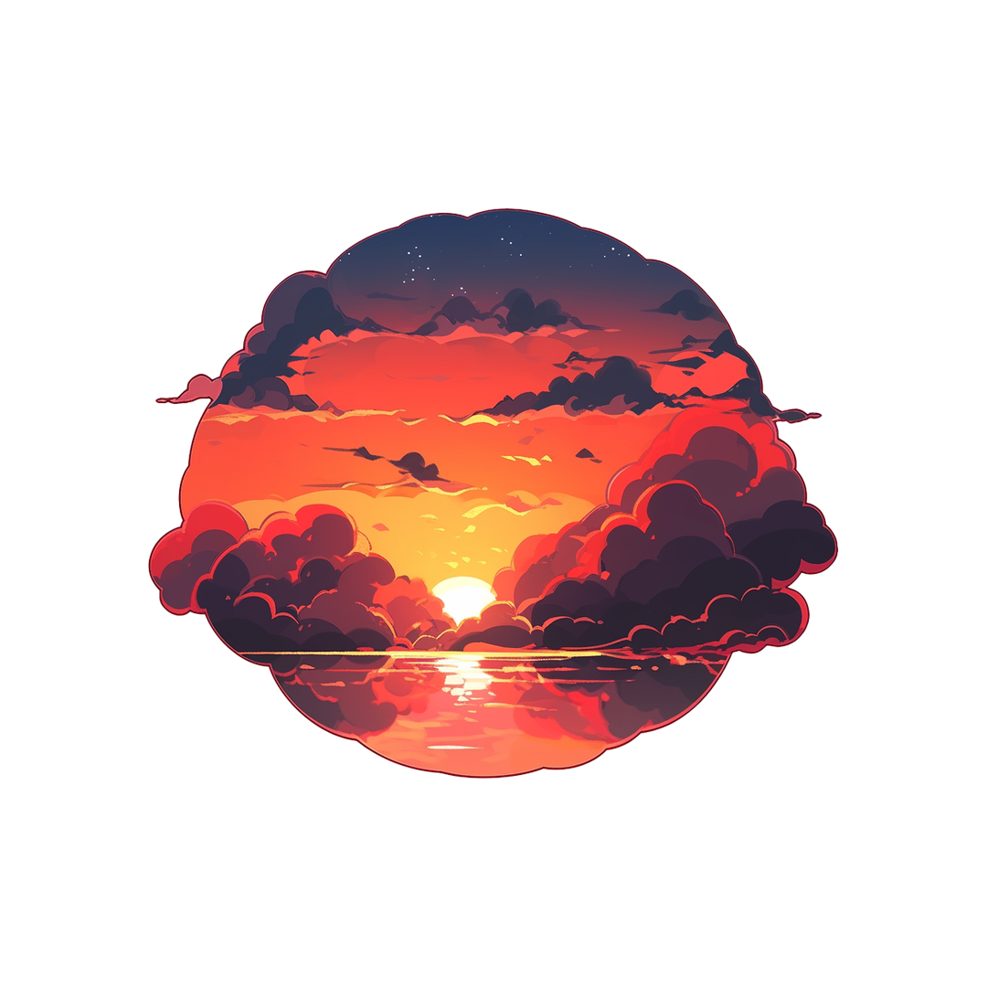 red sea sunset aesthetic sticker