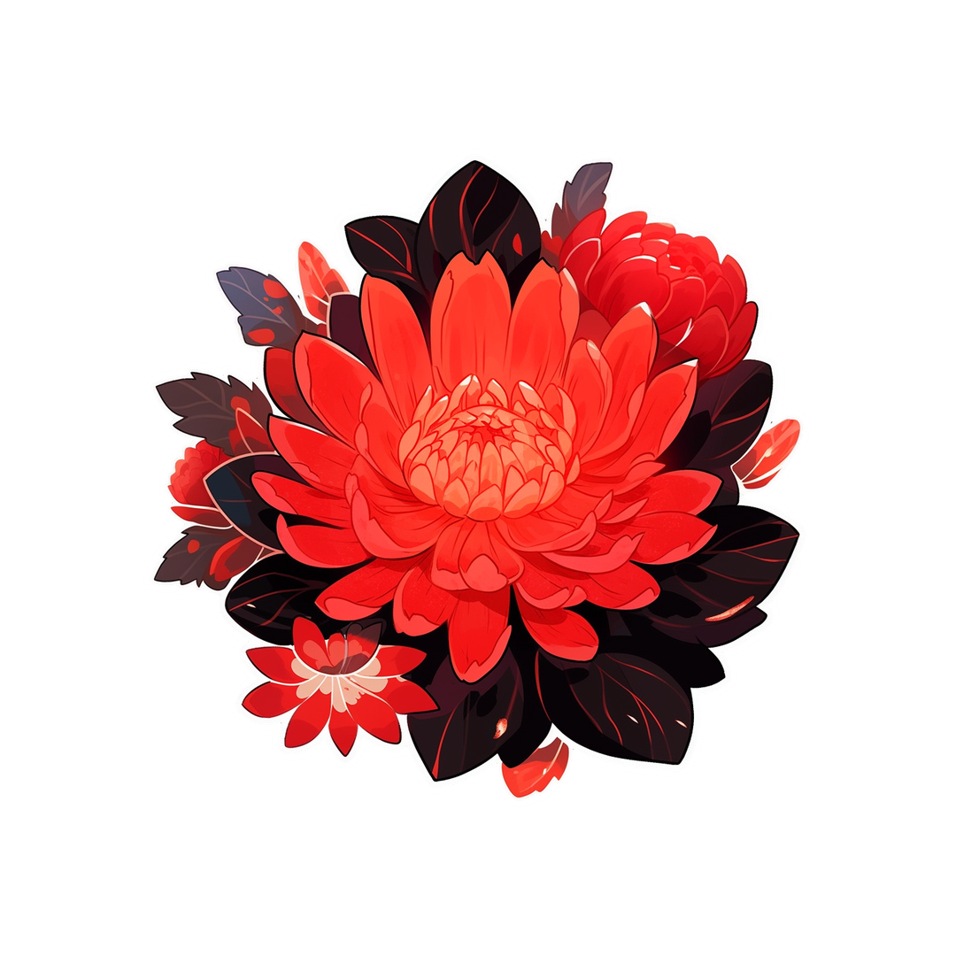 red tropical flower sticker