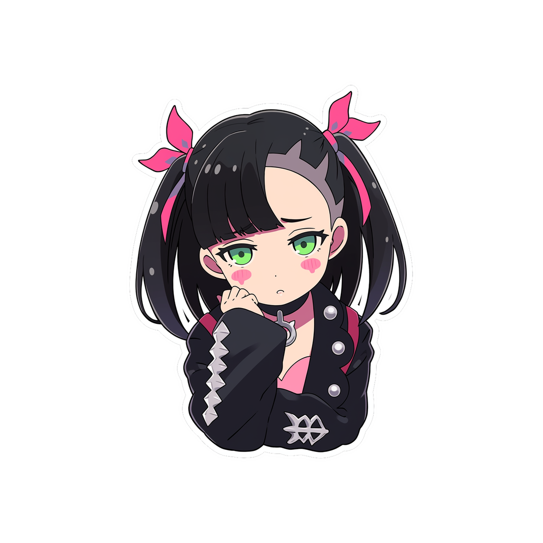 sad anime girl with green eyes sticker