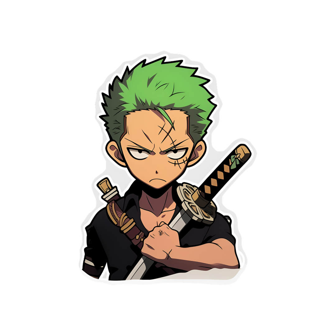 sad roronoa zoro with sword sticker