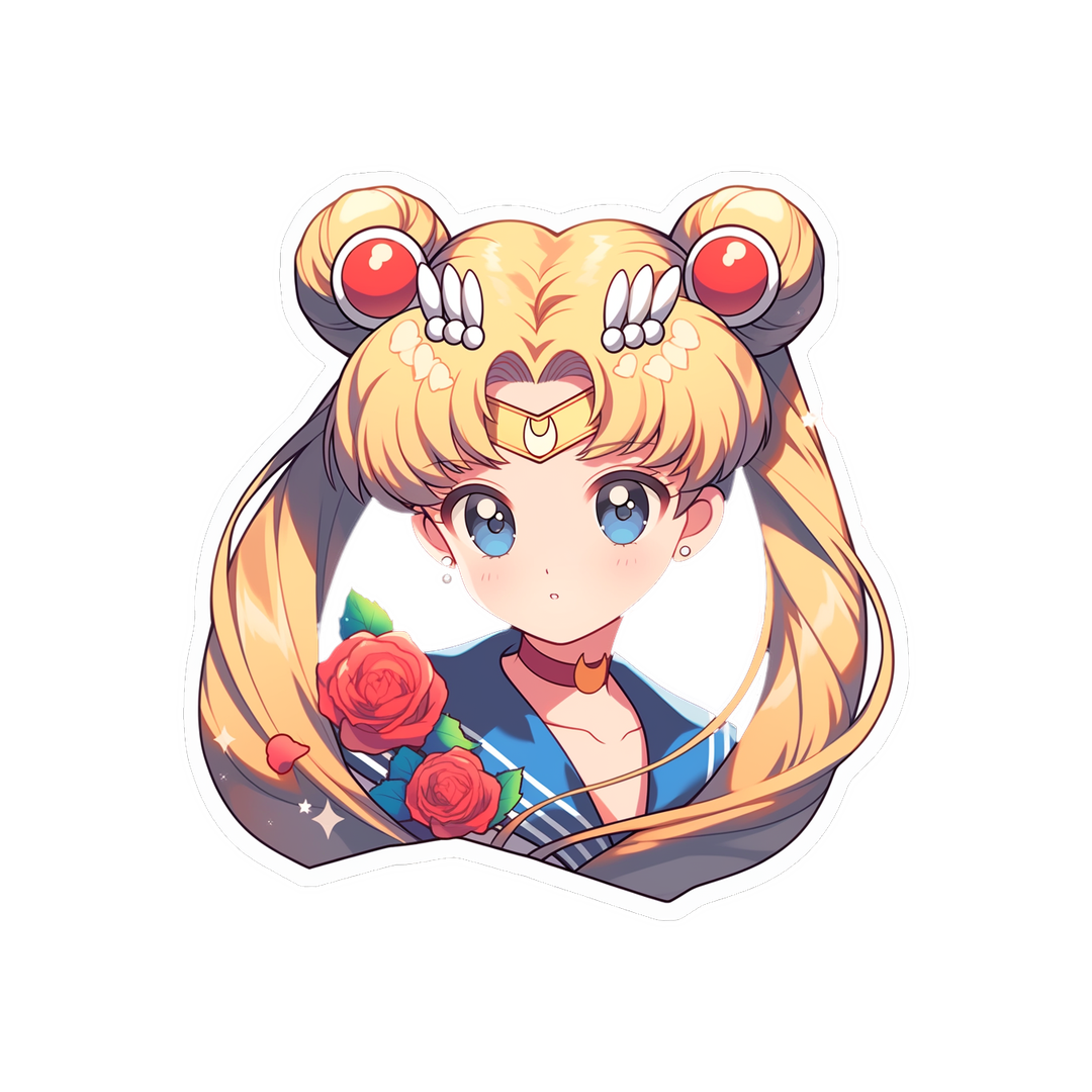 sailor moon with roses anime sticker