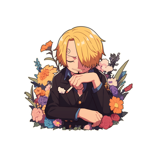 sanji one piece floral sticker