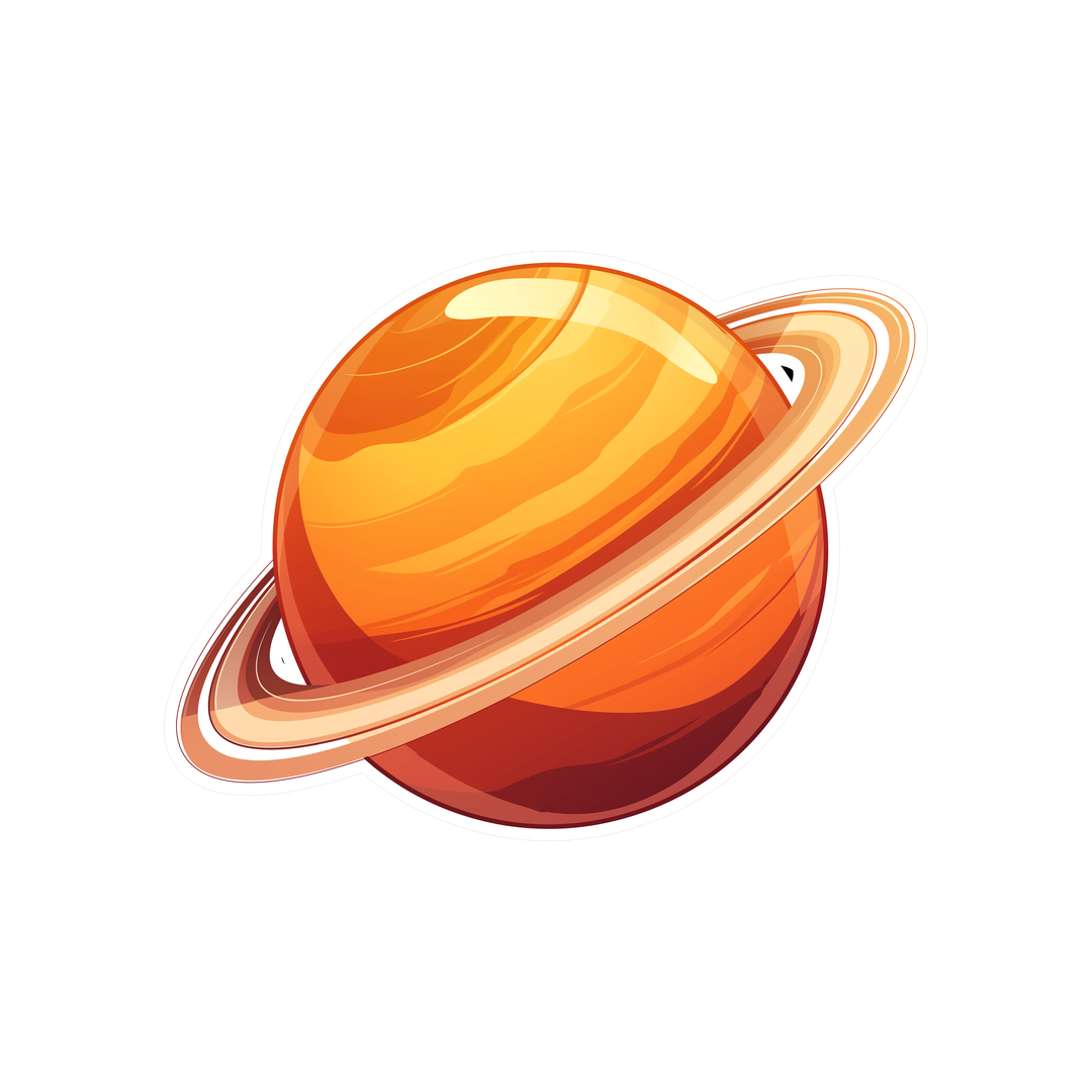 saturn orange planet space sticker