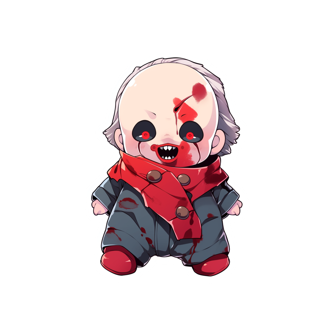 scary doll halloween sticker