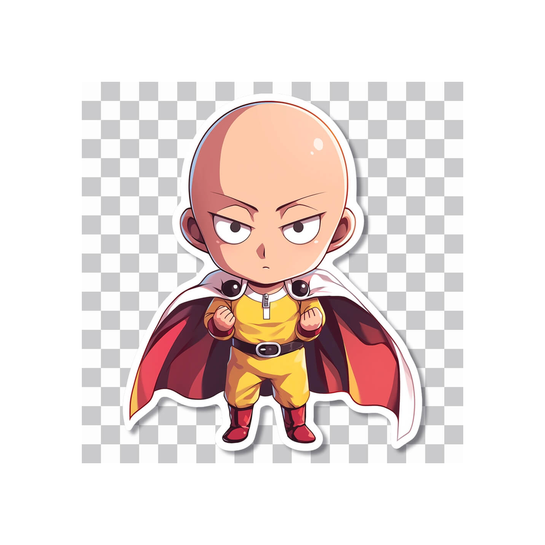 serious chibi saitama sticker cover