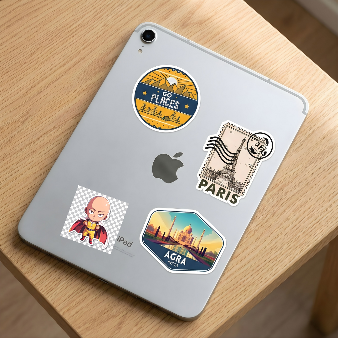 serious chibi saitama sticker cover