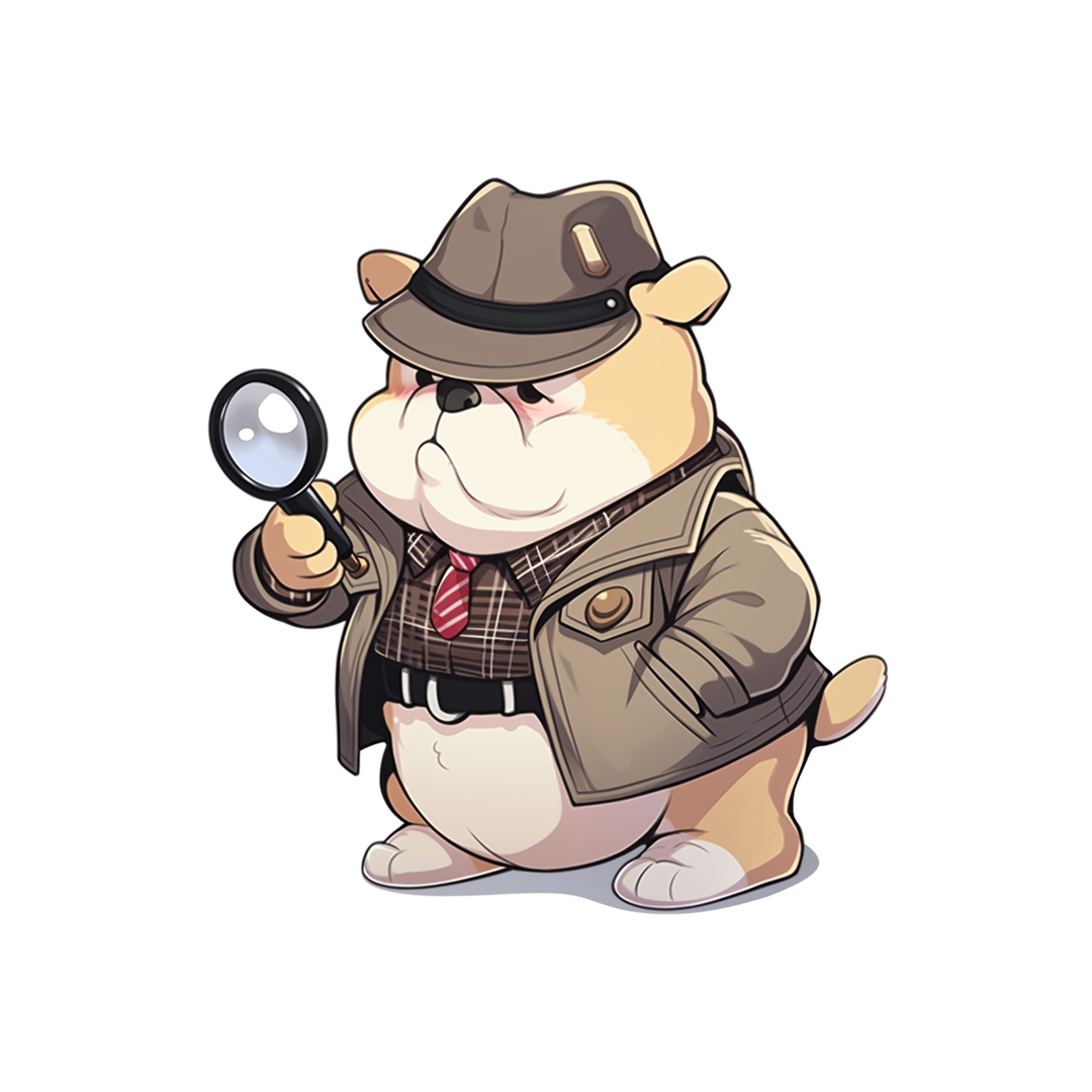 serious detective dog with magnifying glass sticker
